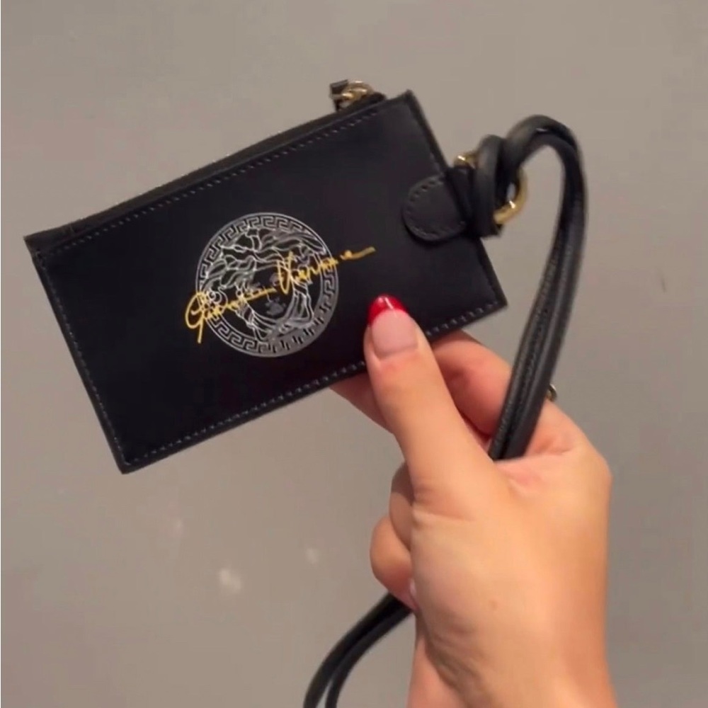 Versace medusa card lanyard holder black